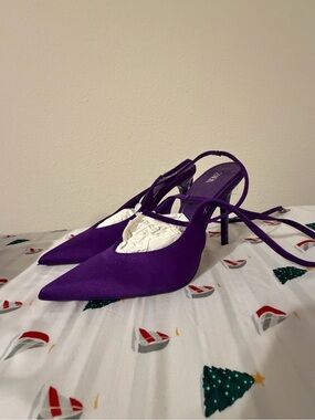 Zara Vibrant Purple Pointed Slingback Heels